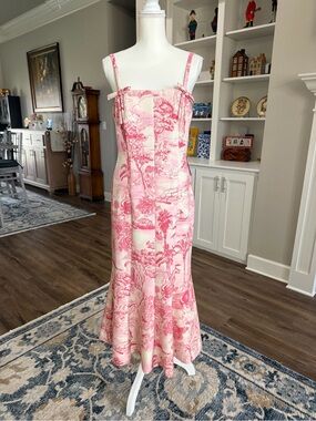 Mestiza Pink Toile Print Midi Dress